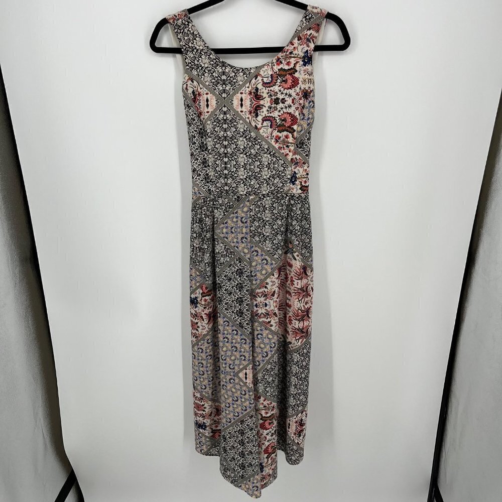 Whyte Eyelash Women Crop Wide Leg Jumpsuit Size L Patchwork Floral Low Back Boho